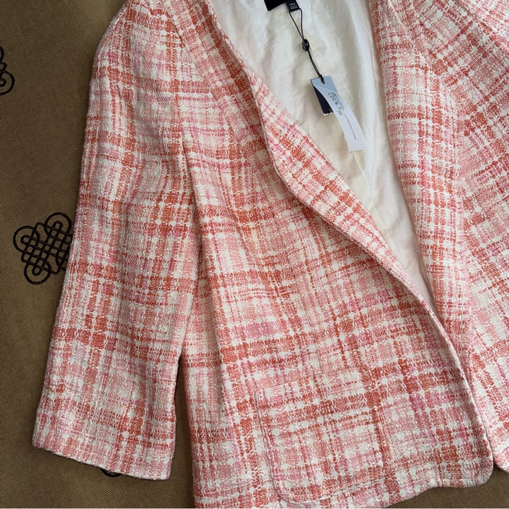 Talbots NWT! Tweed V-Neck Open Classic Career Blazer Jacket - Picture 4 of 16
